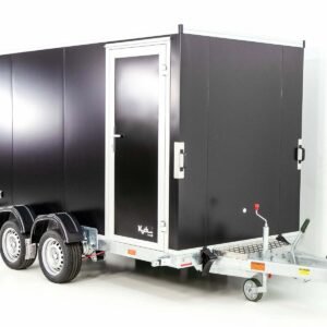 Vezeko Koffer-Absenkanhänger 157x344cm Höhe: 190cm 2,7t | Tür | E-Pumpe | Schwarz-Neu
